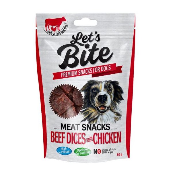 Brit Lets Bite Meat Snacks. Beef Dices with Chicken, 80 g